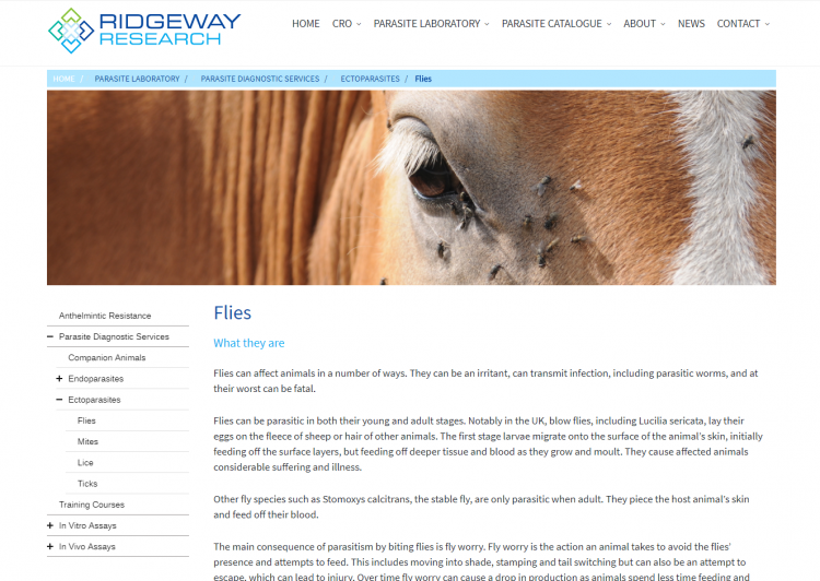 Ridgeway Research website menu
